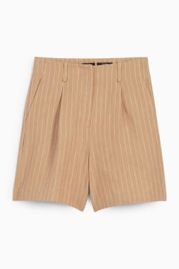 Shorts de lino - high waist - de rayas