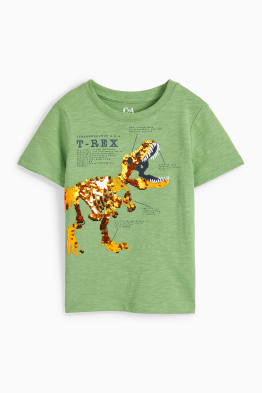Motiv dinosaura - tričko s krátkým rukávem - s lesklou aplikací