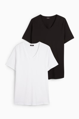 Confezione da 2 - t-shirt con scollo a V - stretch - LYCRA®