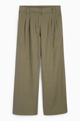 Linen trousers - high-rise waist - wide leg