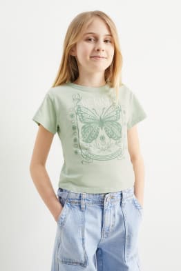 Mariposa - camiseta de manga corta con pedrería
