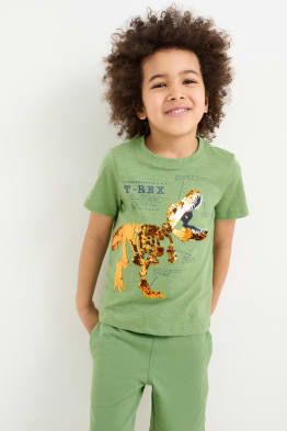 Dinosaurio - camiseta de manga corta - con brillos