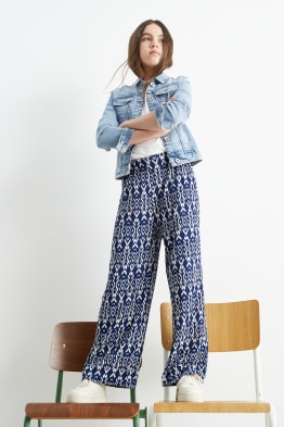 Cloth trousers - wide leg - patterned