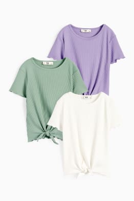 Multipack of 3 - short sleeve top with knot detail