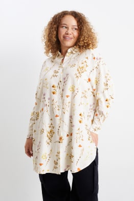 Blusa - misto lino - a fiori