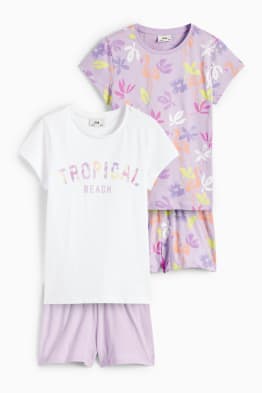 Pack de 2 - trópicos - pijamas cortos - 4 piezas