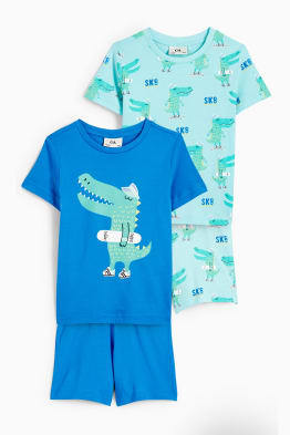 Multipack 2er - Skater-Krokodil - Shorty-Pyjama - 4 teilig