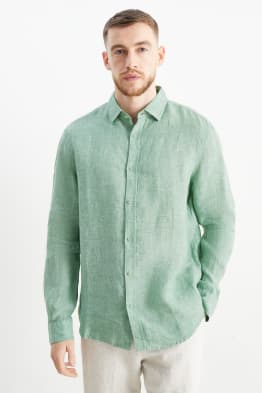 Camicia di lino - regular fit - collo all'italiana