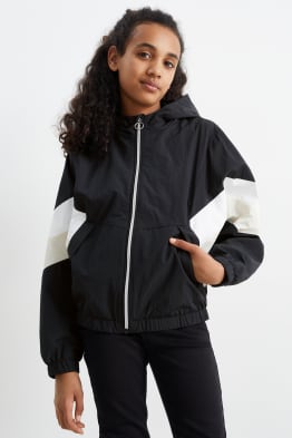 Jacket with hood - lined - water-repellent