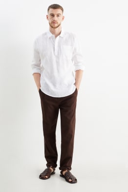 Kalhoty chino - tapered fit - lněná směs