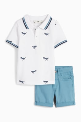 Dinosaur - set - polo shirt and denim shorts - 2 piece