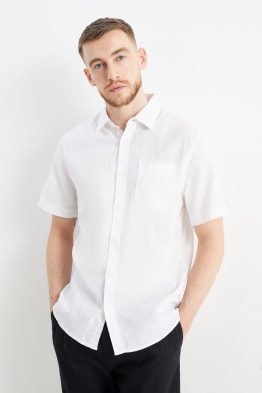 Shirt - regular fit - Kent collar - linen blend