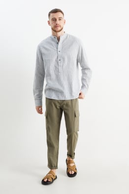 Cargo trousers - tapered fit - linen blend