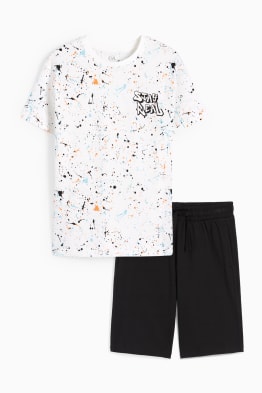 Farbklecks - Set - Kurzarmshirt und Shorts - 2 teilig