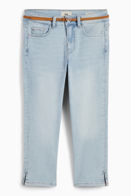Capri džíny s páskem - mid waist