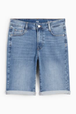 Jeans-Bermudas - Mid Waist - LYCRA® - gestreift