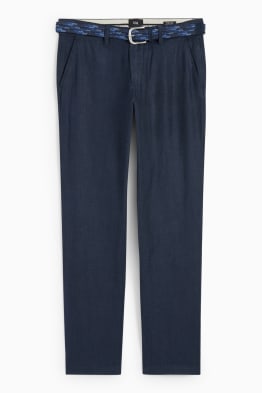 Linen trousers with belt - regular fit