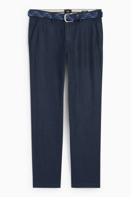 Pantalon en lin doté d’une ceinture - regular fit