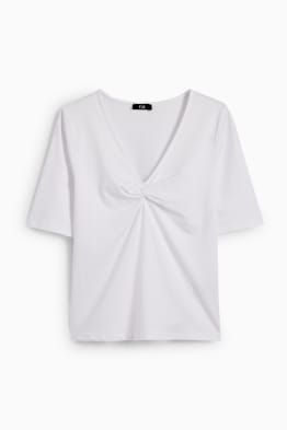 Basic-T-Shirt mit Knotendetail