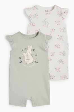 Multipack of 2 - bunny rabbit - baby sleepsuit