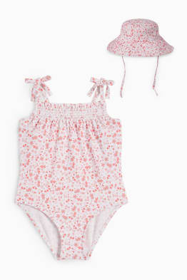 Plážový outfit pro miminka - LYCRA® XTRA LIFE™ - 2dílný - s květinovým vzorem