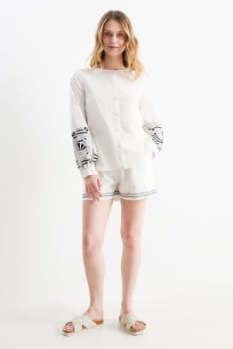 Rangsutra x C&A - shorts - mid waist - linnenmix