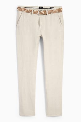 Pantaloni di lino con cintura - regular fit