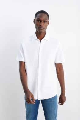 Shirt - regular fit - kent collar - textured