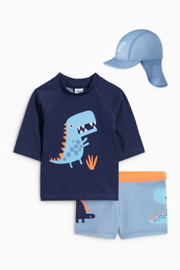 Motiv dinosaura - plážový outfit pro miminka s UV ochranou - LYCRA® XTRA LIFE™