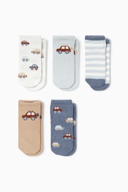 Confezione da 5 - automobile - calzini corti con motivo per neonati