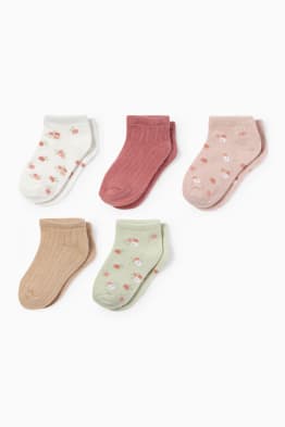 Confezione da 5 - fiorellini - calzini corti con motivo per neonate