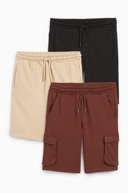 Confezione da 3 - shorts cargo in felpa