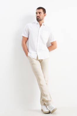Linen trousers with belt - regular fit