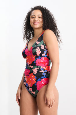 Jednodílné dámské plavky - s vycpávkami - LYCRA® XTRA LIFE™ - s květinovým vzorem