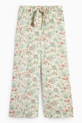 Plátěné kalhoty - s květinovým vzorem