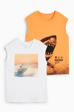 Pack de 2 - surfista y tiburón - camisetas sin mangas
