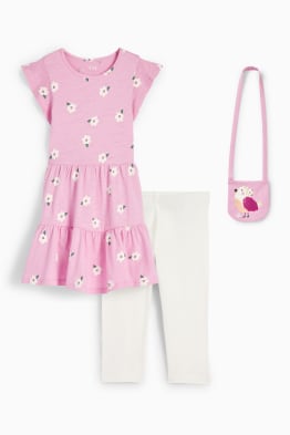 Spring - set - dress, capri leggings and bag - 3 piece