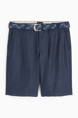 Leinenshorts mit Gürtel