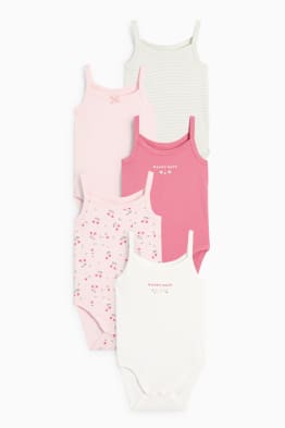 Multipack of 5 - flowers and cherry - baby bodysuit