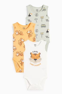 Multipack of 3 - tiger and toucan - baby bodysuit