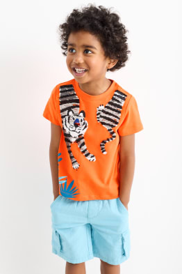 Motivy tygra - tričko s krátkým rukávem - s lesklou aplikací