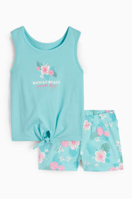Floral - set - top and shorts - 2 piece