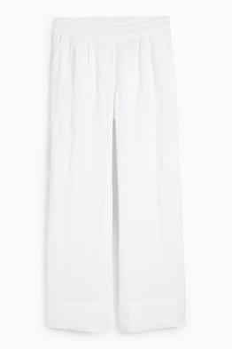 Linen trousers - high waist - wide leg