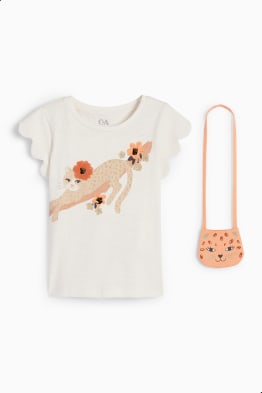 Leopardo - set - camiseta de manga corta y bolso - 2 piezas