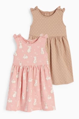 Set van 2 - konijntje - baby-jurkje