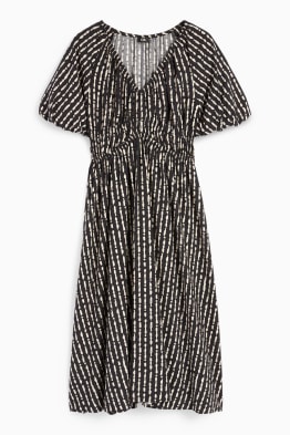 A-Linien Kleid mit V-Ausschnitt - gemustert