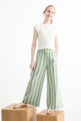 Cloth trousers - linen blend - striped