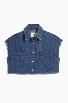 Cropped denim blouse - patterned