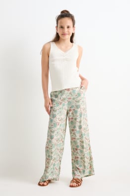 Pantalon en toile - à fleurs