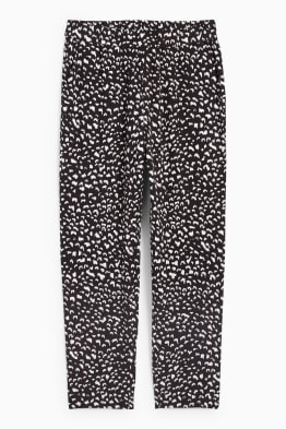 Pantaloni de stofă - talie medie - tapered fit - cu model